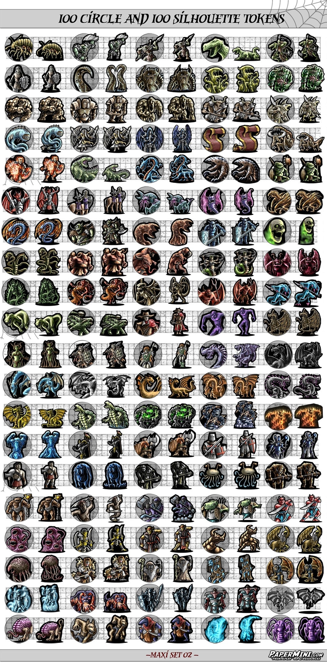 Set B 100 Tokens For Virtual Tabletop RPG Printable Pdfs Etsy