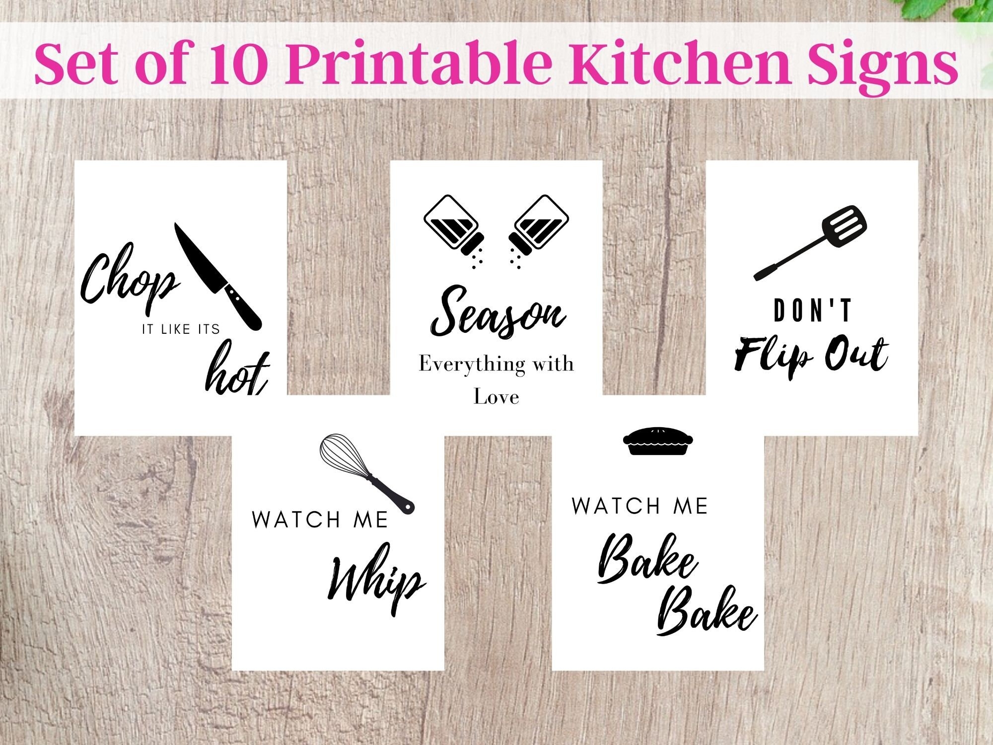 Set Of 10 Printable Kitchen Signs Fun Wall Art INSTANT Download Kitchen Wall Art Etsy