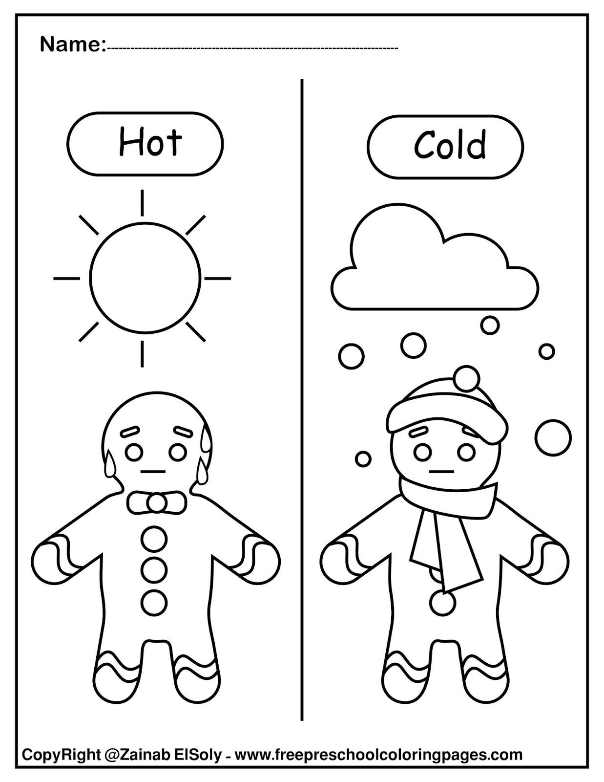 Set Of Gingerbread Man Opposites For Kids