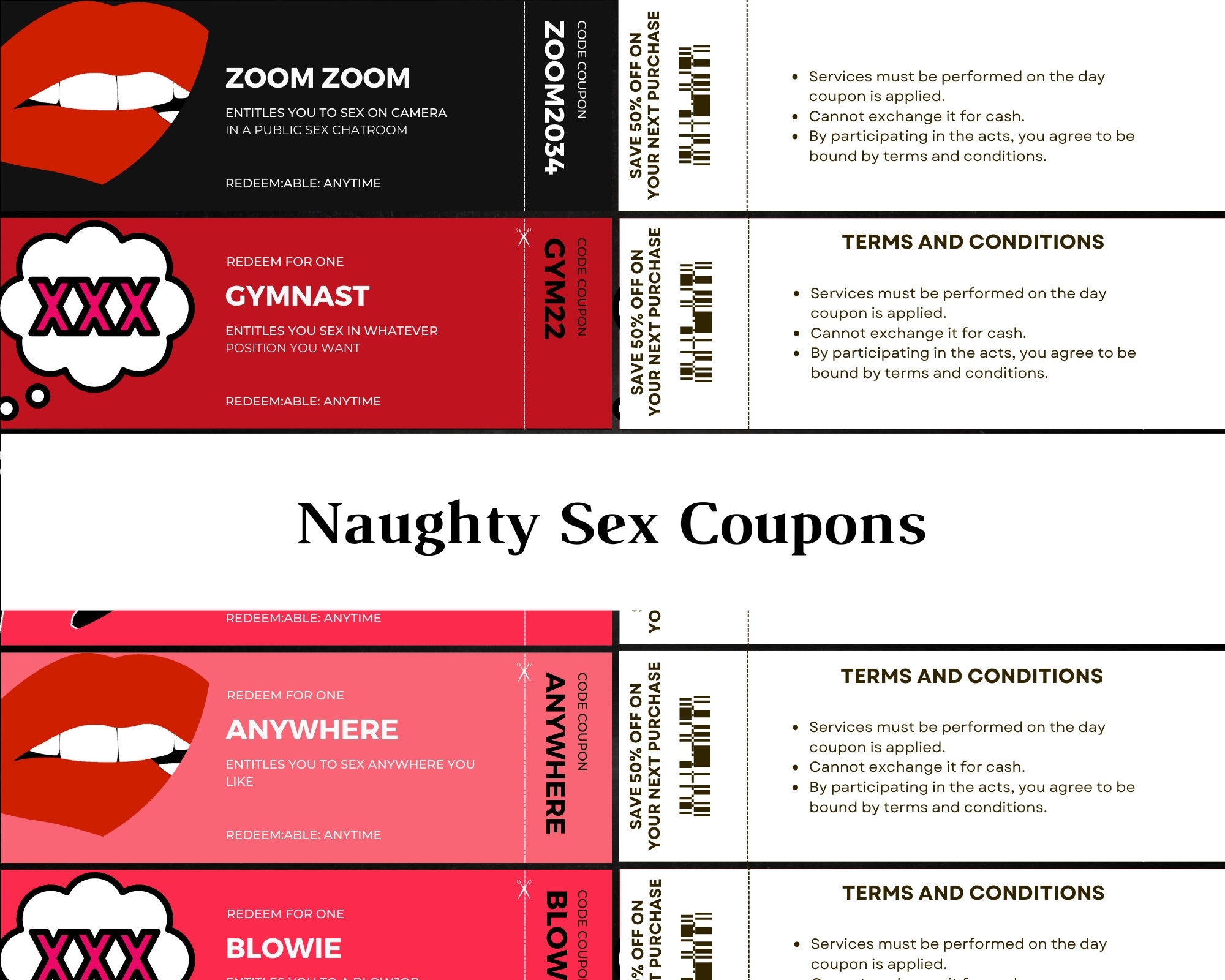 Free Printable Sex Coupons