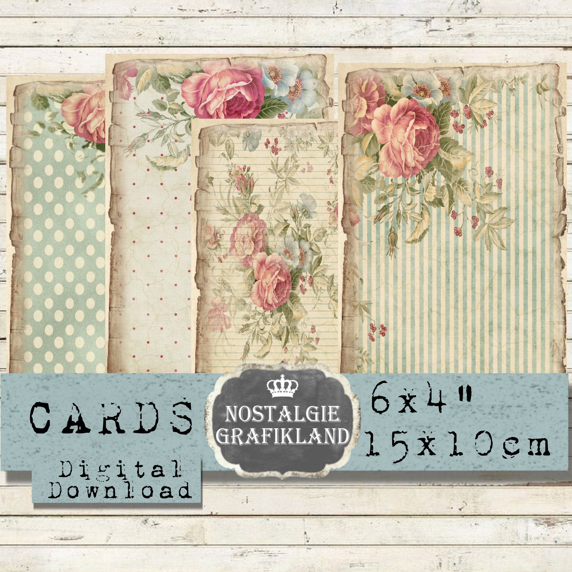 Shabby Chic Background Printable Vintage Papers Printable Scrapbook Journals Journaling 6x4 Inch Instant Download Digital Collage Sheet D106 Etsy