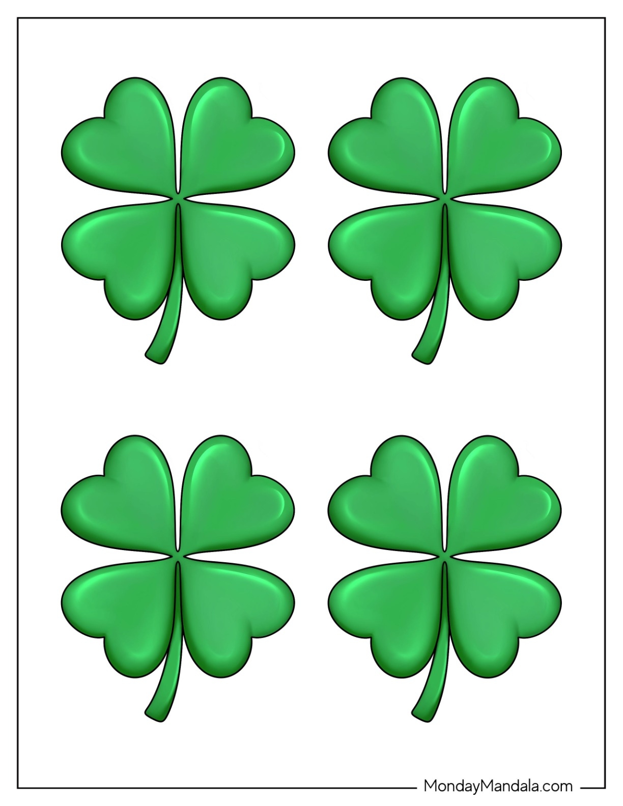 Shamrock Four Leaf Clover Templates Free Printables 