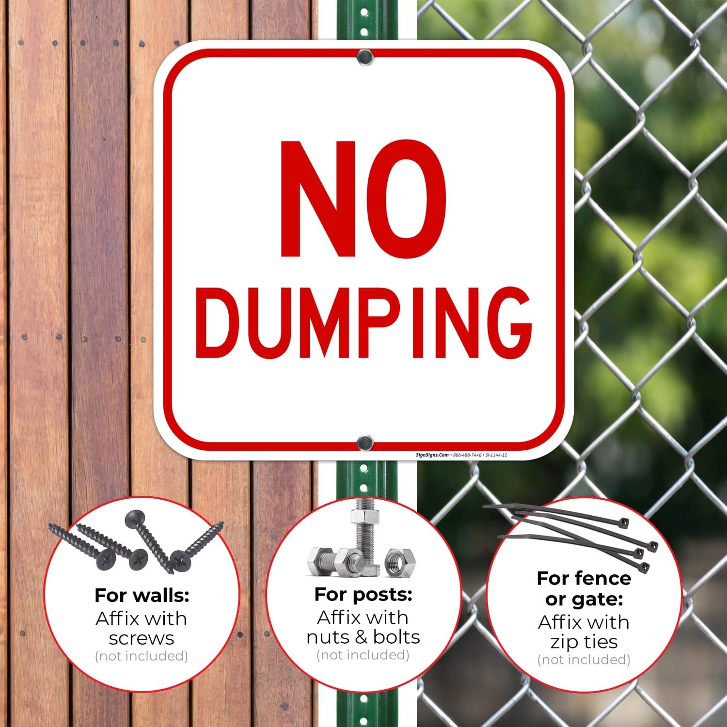 Sigo Signs No Dumping Sign 12x12 Square Rust Free Aluminum Weather Fade Resistant Easy Mounting Indoor Outdoor Use Made In USA Amazon Industrial Scientific
