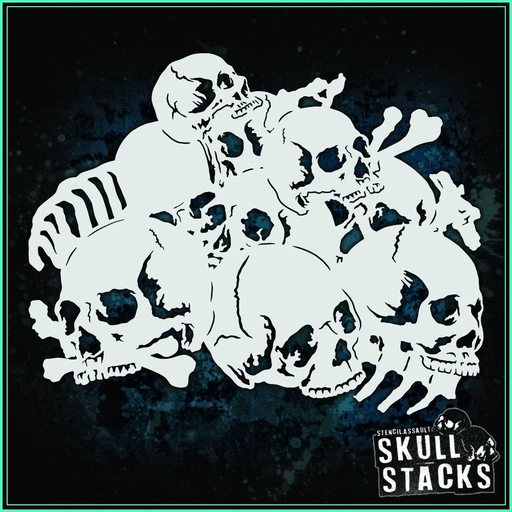 Skull Stack 5 Airbrush Stencil Template Etsy