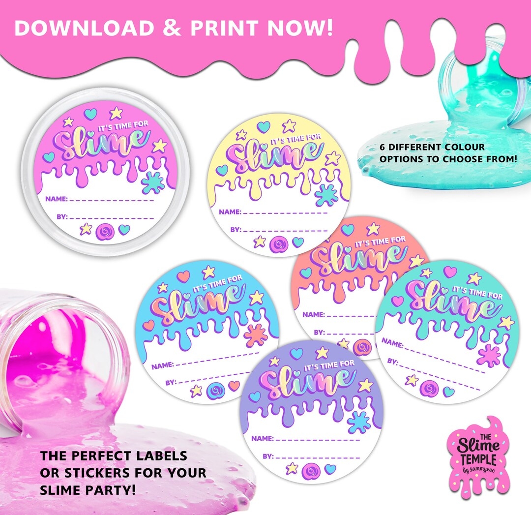 Slime Making Party Labels Avery Template 22891 Slime Labels Slime Party Slime Birthday Slime Queen INSTANT DOWNLOAD Etsy