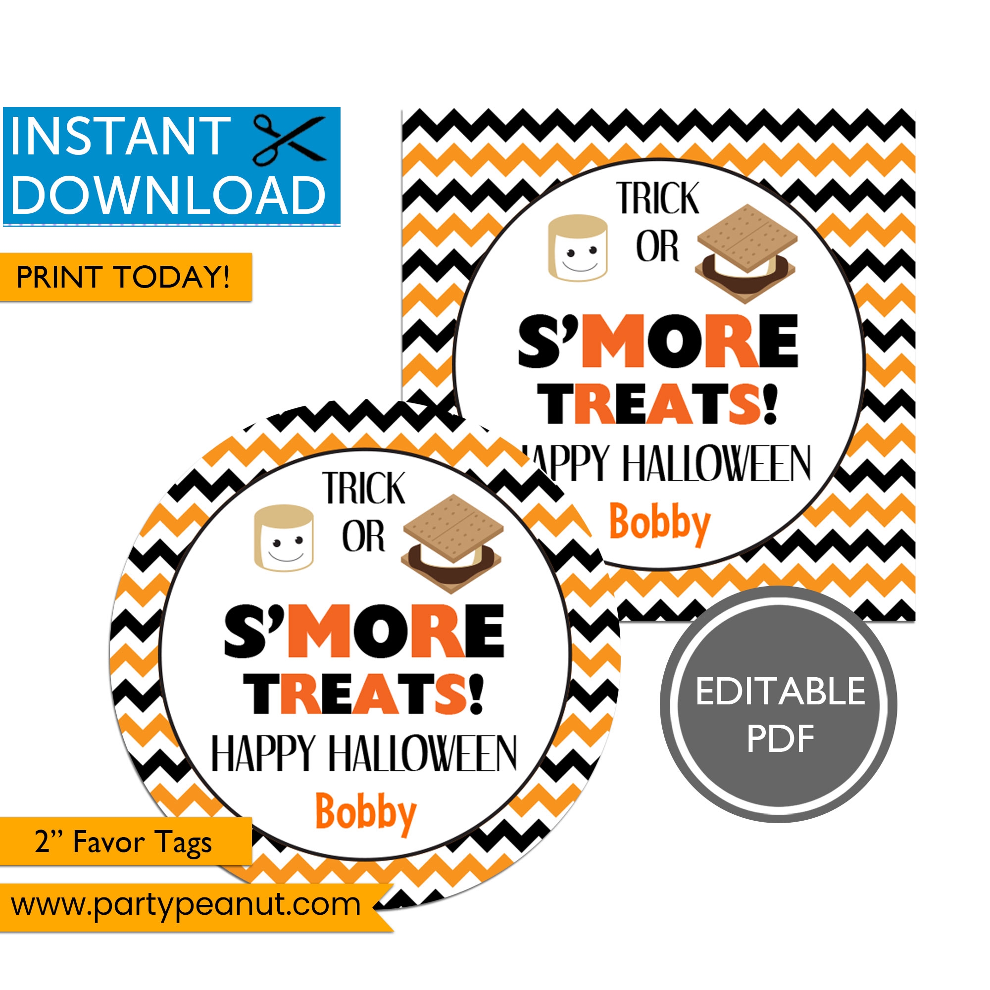 Smore Halloween Party Favor Tags Party Peanut