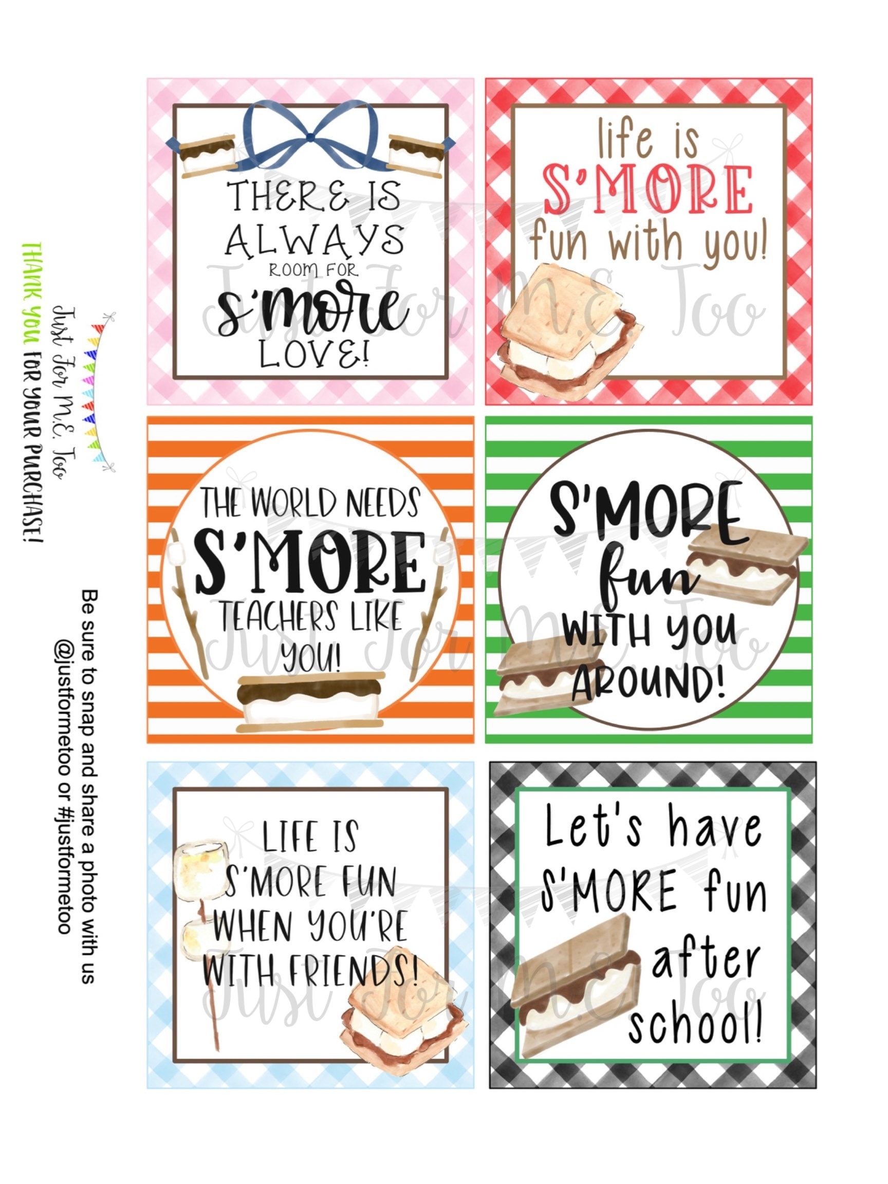 Smores Printable Tags Instant Download life Is S more Fun With You Square Printable S mores Campfire Camping Birthday Fall S more Etsy