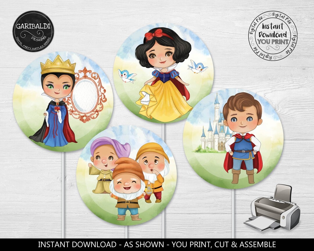 Snow White Centerpieces Printable Snow White Birthday Cake Topper Snow White Decorations Princess Snow White Baby Shower Party Supplies WS Etsy