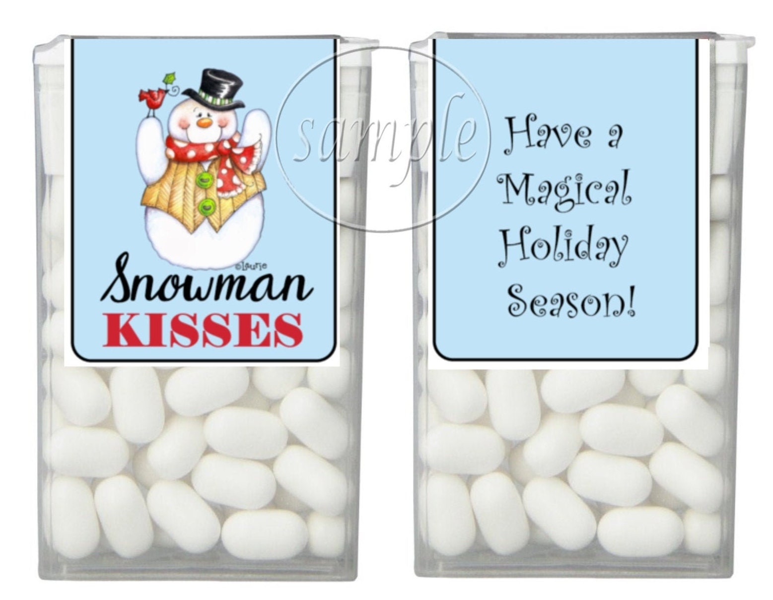 Snowman Kisses Tic Tac Labels Christmas Party Favors Secret Santa Gift 14 CT Printed Labels Etsy