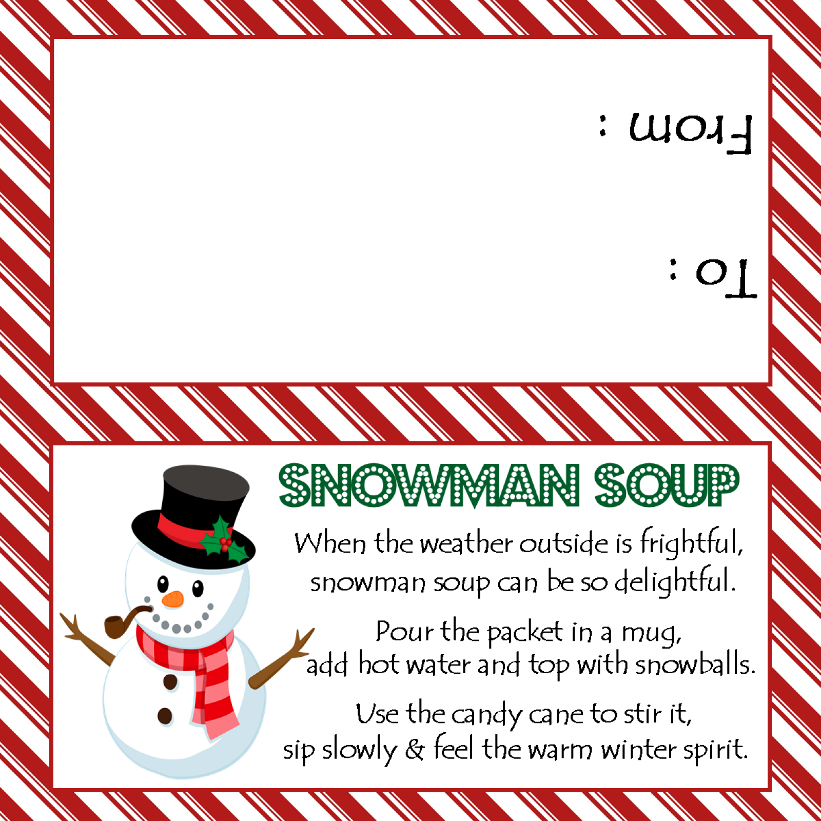 Free Printable Snowman Soup Labels