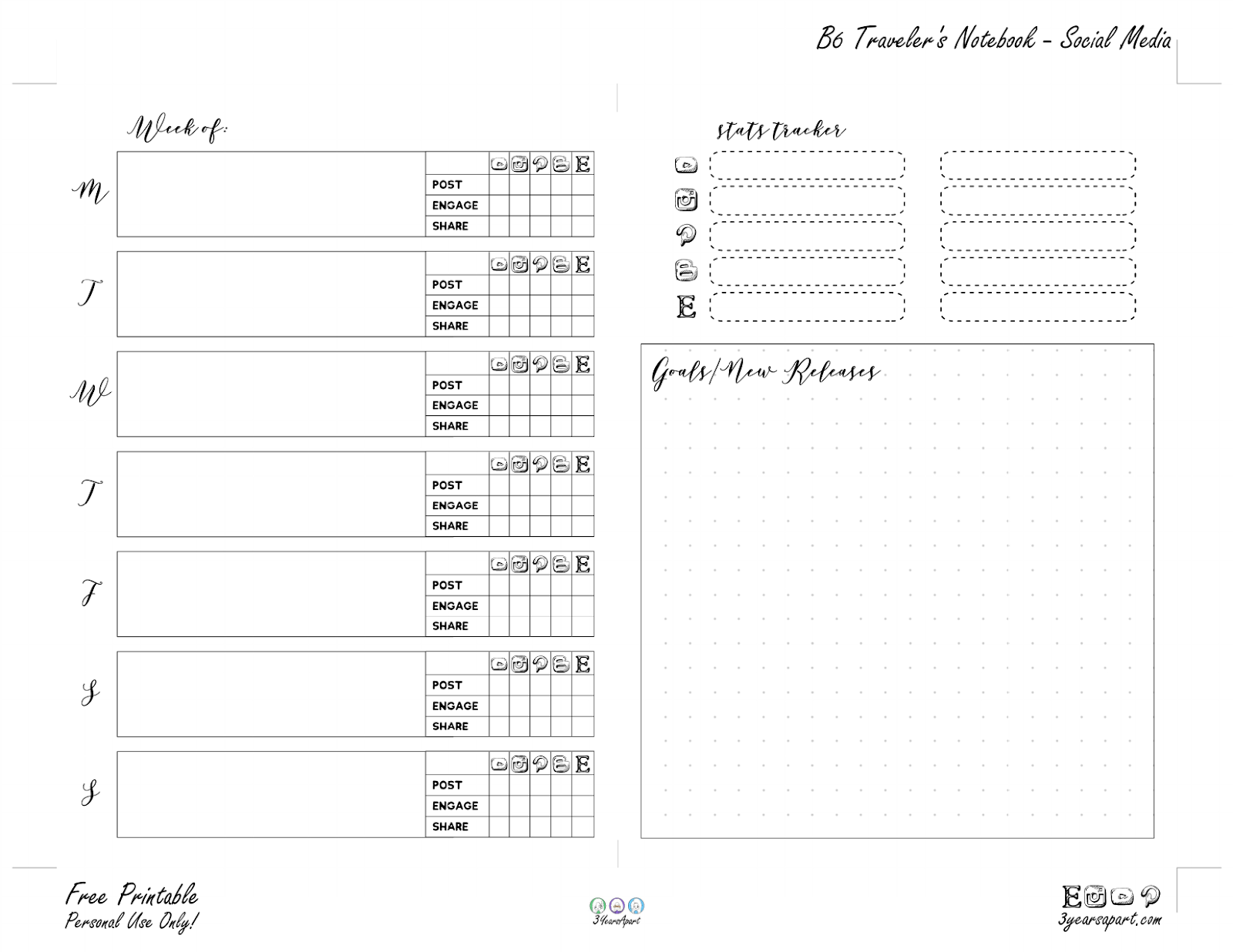 Free Printable Midori Inserts
