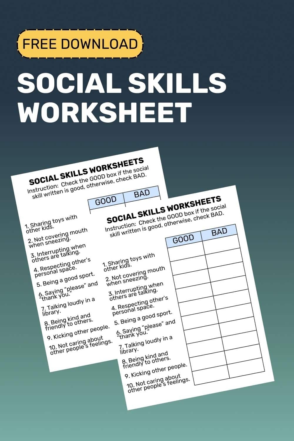 Free Printable Social Skills Worksheets