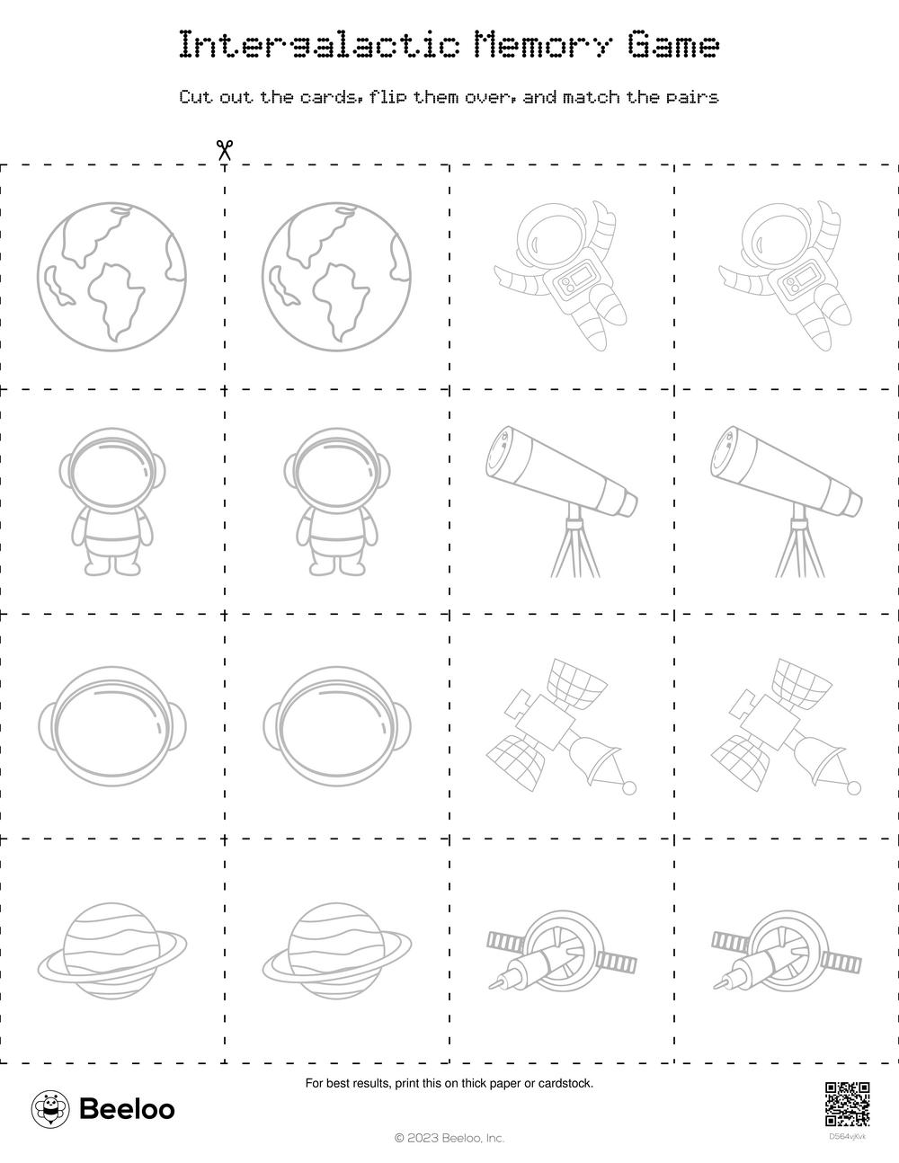 Space themed Memory Games Beeloo Printable Crafts And Activities For Kids