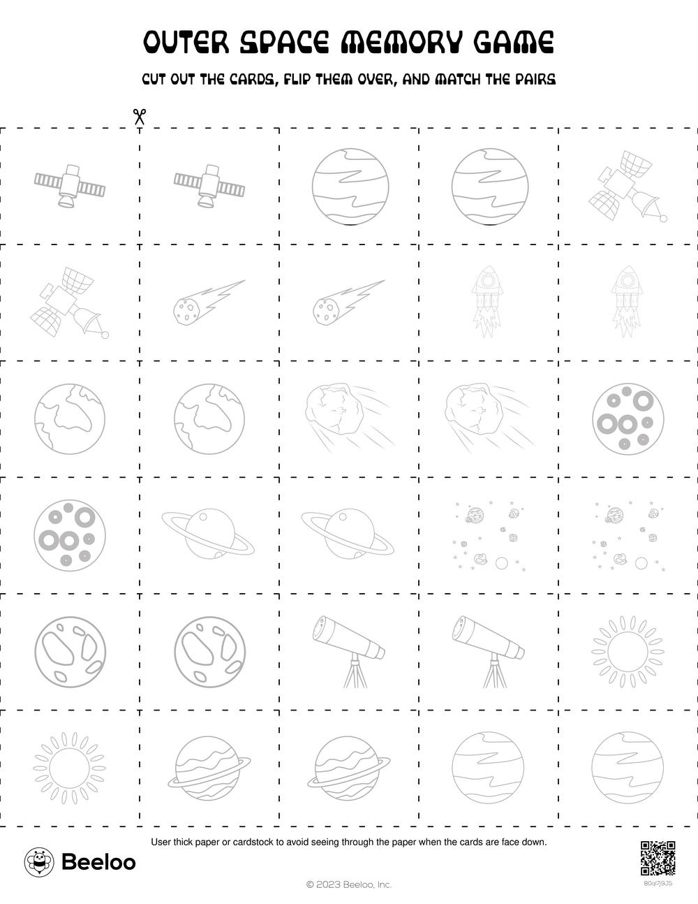 Space themed Memory Games Beeloo Printable Crafts And Activities For Kids