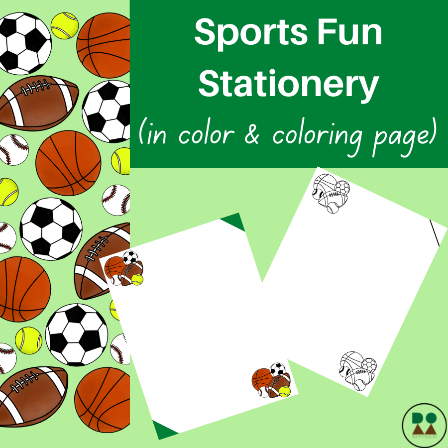 Sports Fun Printable Stationery full Color And Coloring Pages Writing Incentive Classful