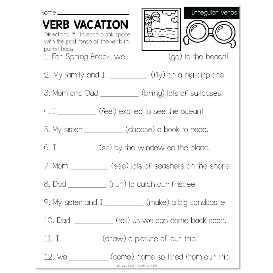 Free Printable Irregular Verb Worksheets