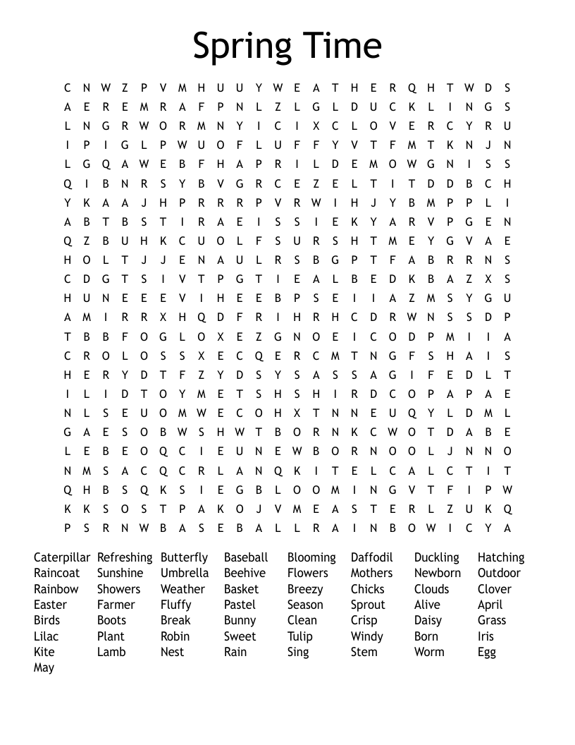 Spring Word Search WordMint