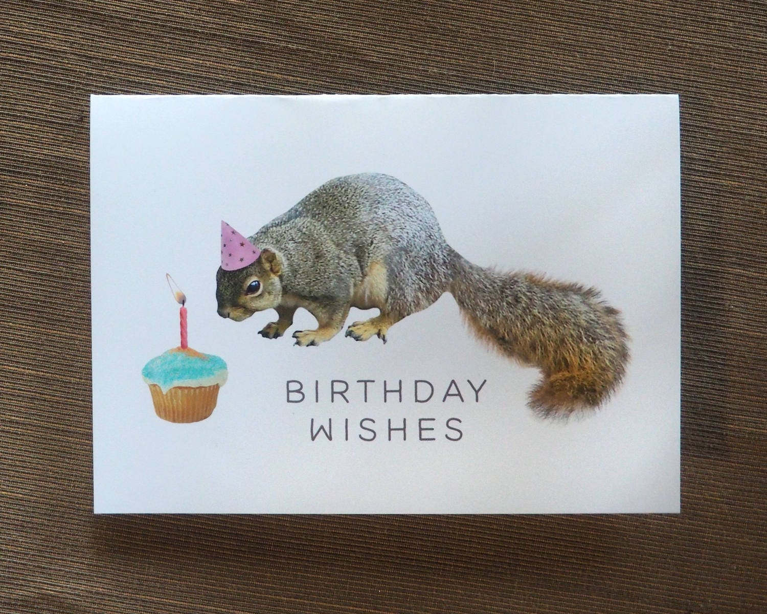 Squirrel With Cupcake Printable Birthday Card Birthday Wishes Card Etsy