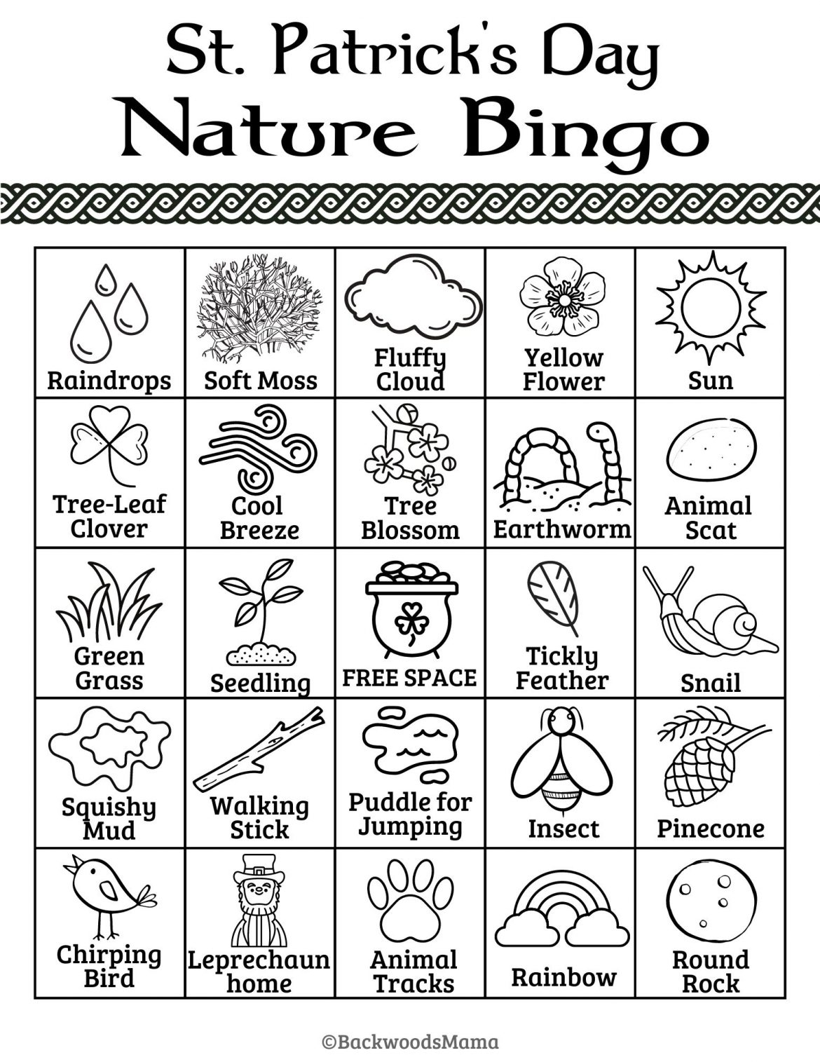 St Patrick s Day Nature Bingo Backwoods Mama