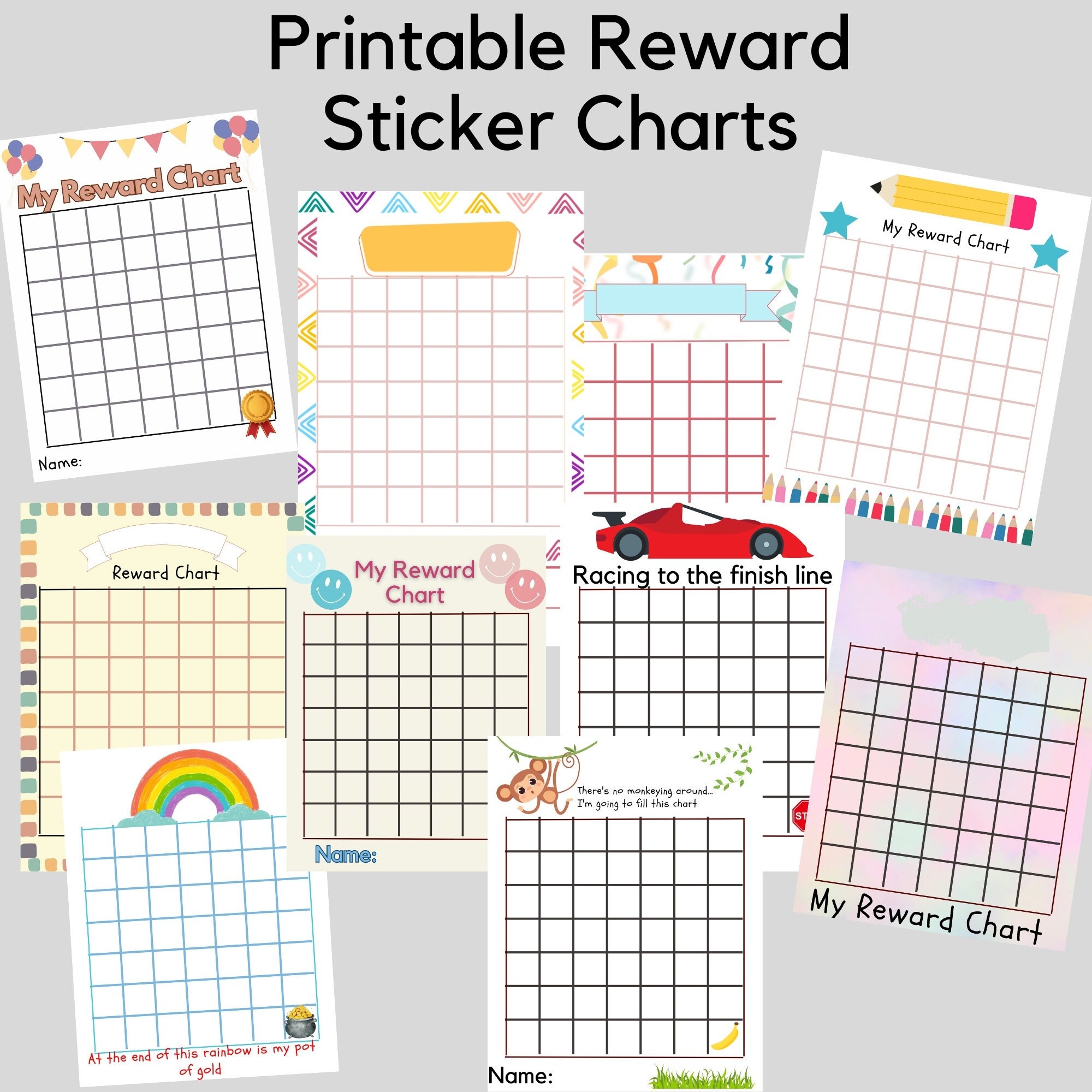 Sticker Behavior Reward Charts Printable Incentive Charts Classroom Incentive Chart Home Incentive Chart Set Of 10 Different Designs Etsy