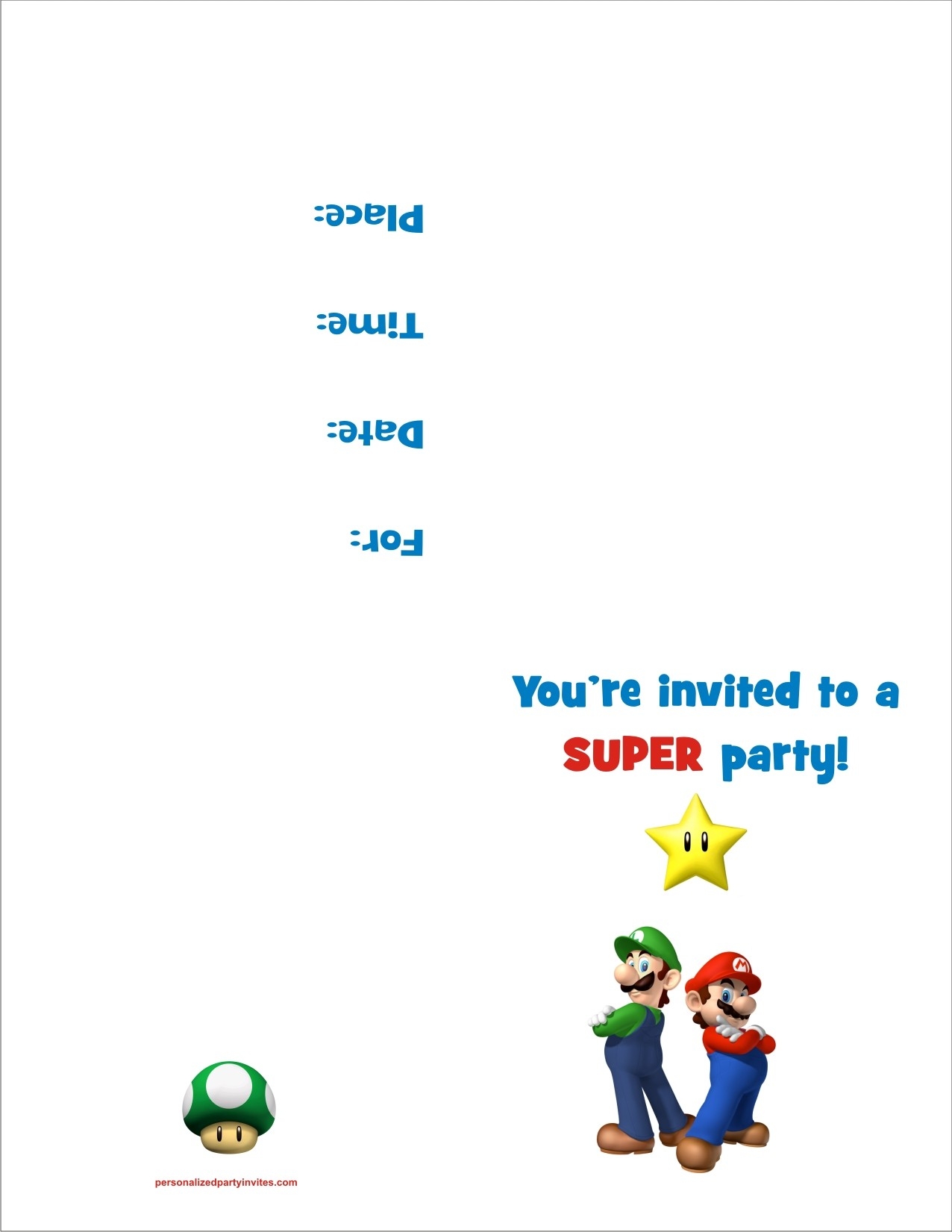 Mario Birthday Card Printable Free