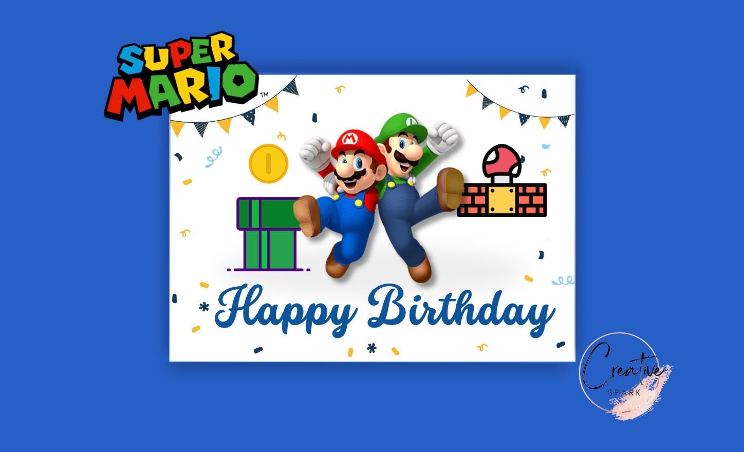 Super Mario Wish Card Birthday Wish Card Mario And Luigi Greeting Card Editable And Printable Card Template Super Mario Personalized Etsy