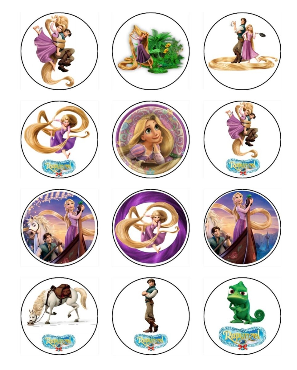 Tangled Rapunzel Cupcake Toppers Edible Wafer Birthday Cake Decorations 12 01 EBay