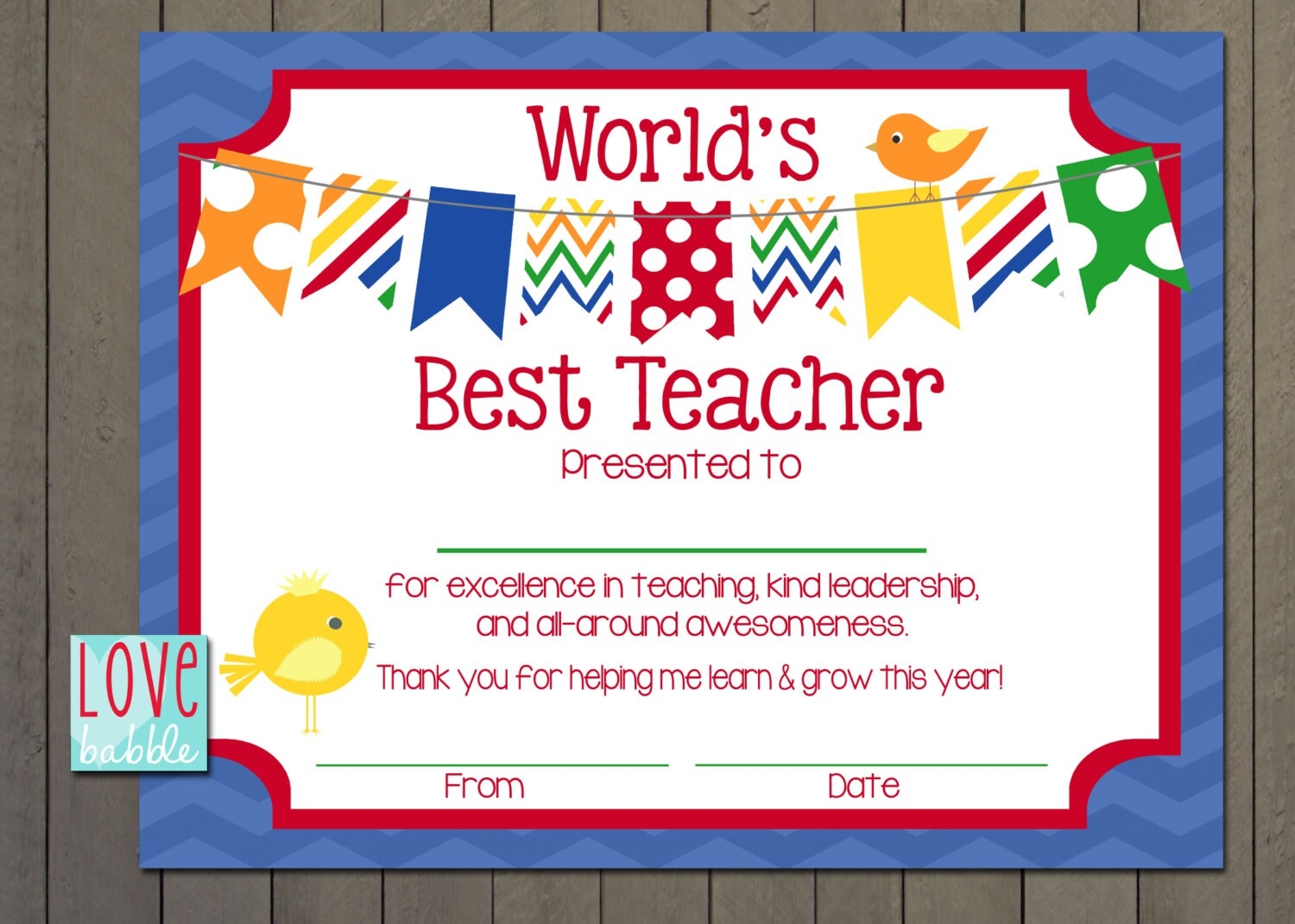 Teacher Appreciation Certificate End Of The Year Class Classroom School Gift PRINTABLE DIGITAL FILE 8 5x11 Etsy