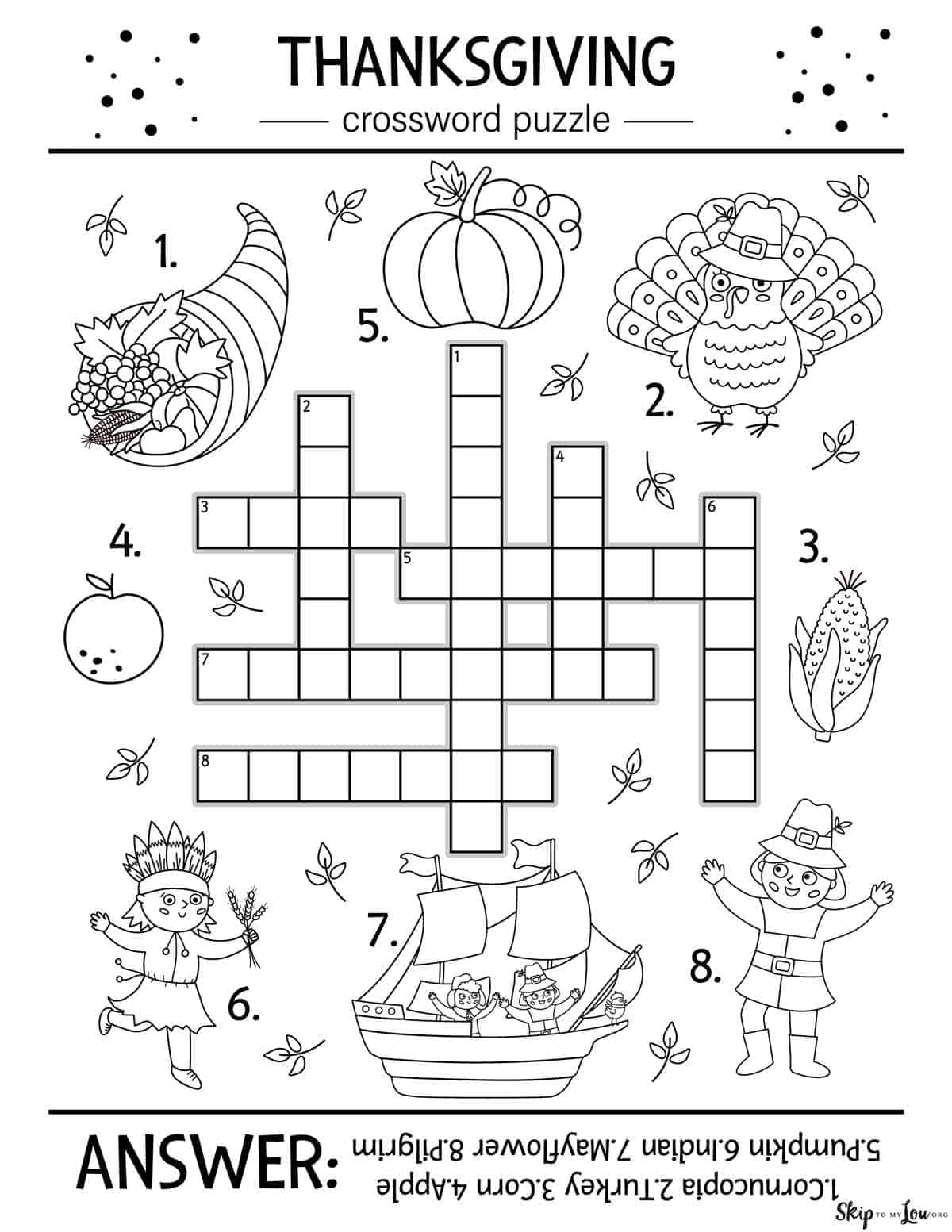 Free Thanksgiving Crossword Puzzles Printable