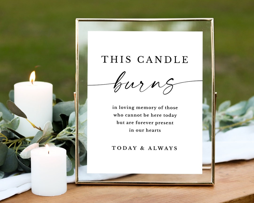 This Candle Burns In Loving Memory Sign Printable Memorial Candle Table Decorations Modern In Memory Sign Forever In Our Hearts Minimalist Etsy