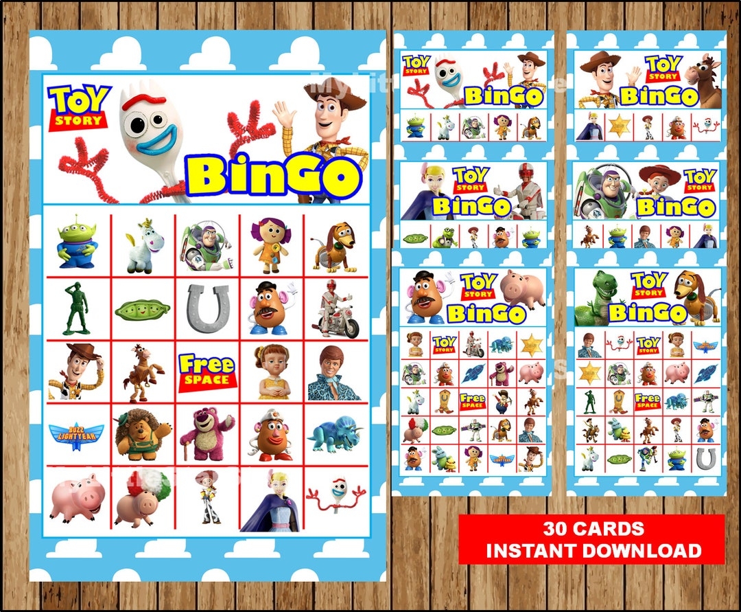 Toy Story 4 Bingo 30 Cards Printable Toy Story Bingo Game Toy Story Party Bingo Cards Instant Download Etsy