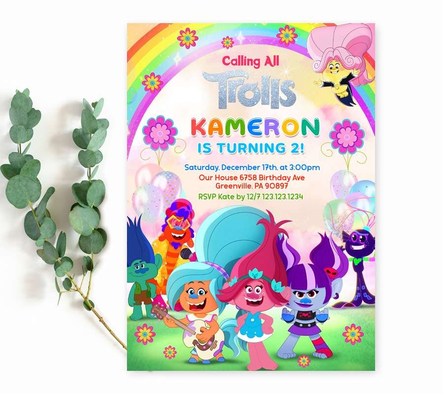 Trolls Party Invitation Edit Online Instant Download