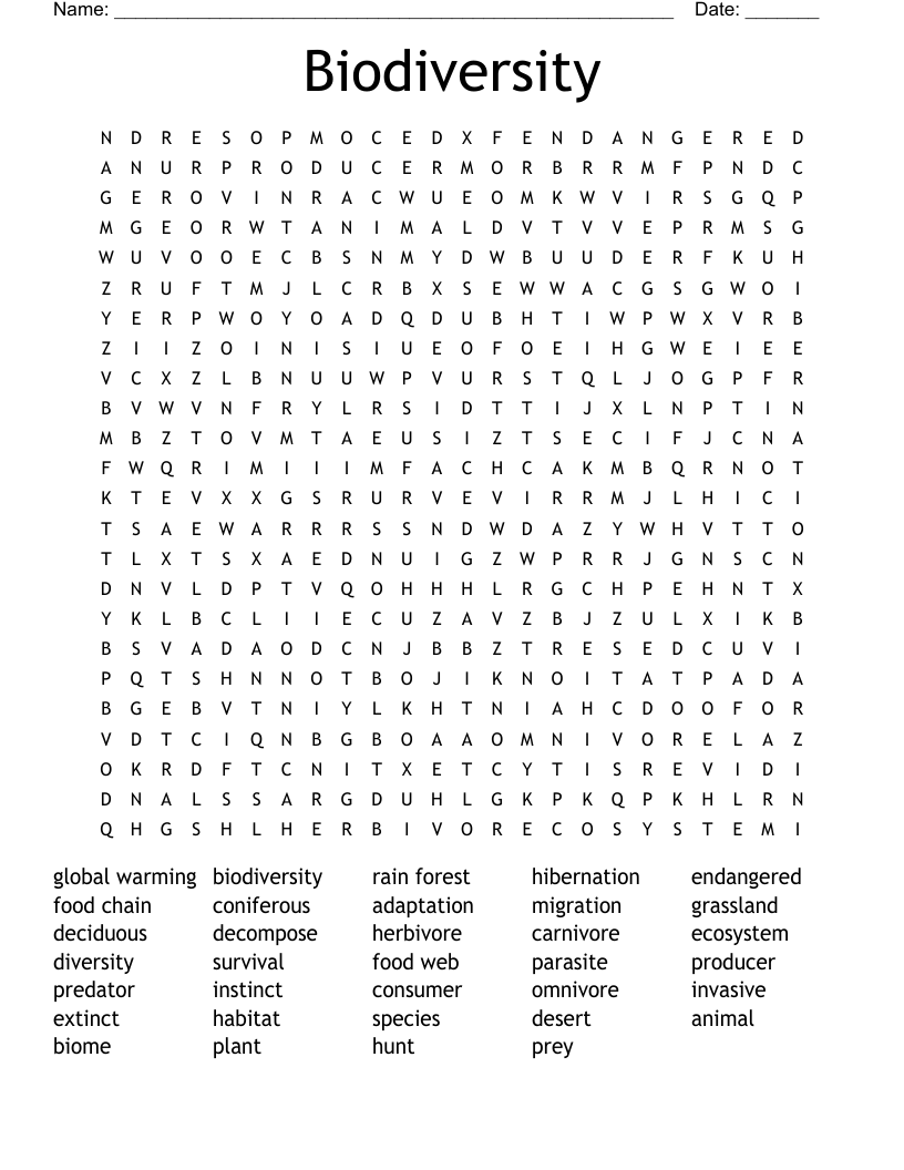 Tropical Rainforest Word Search WordMint