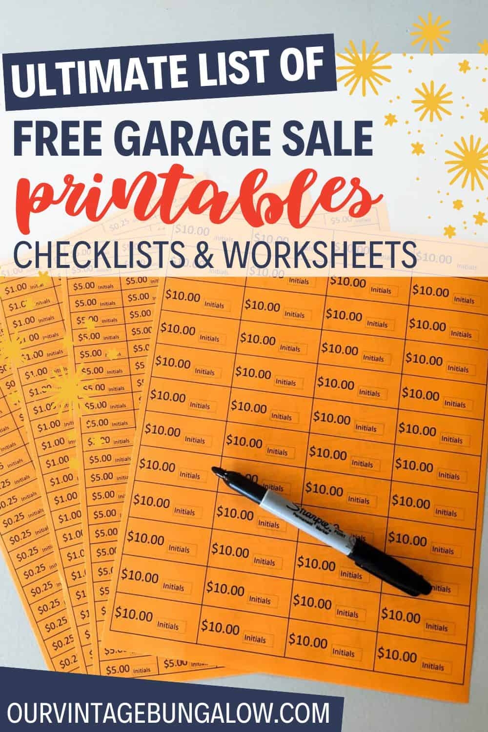 Ultimate List Of Free Garage Sale Printables Checklists And Worksheets Our Vintage Bungalow