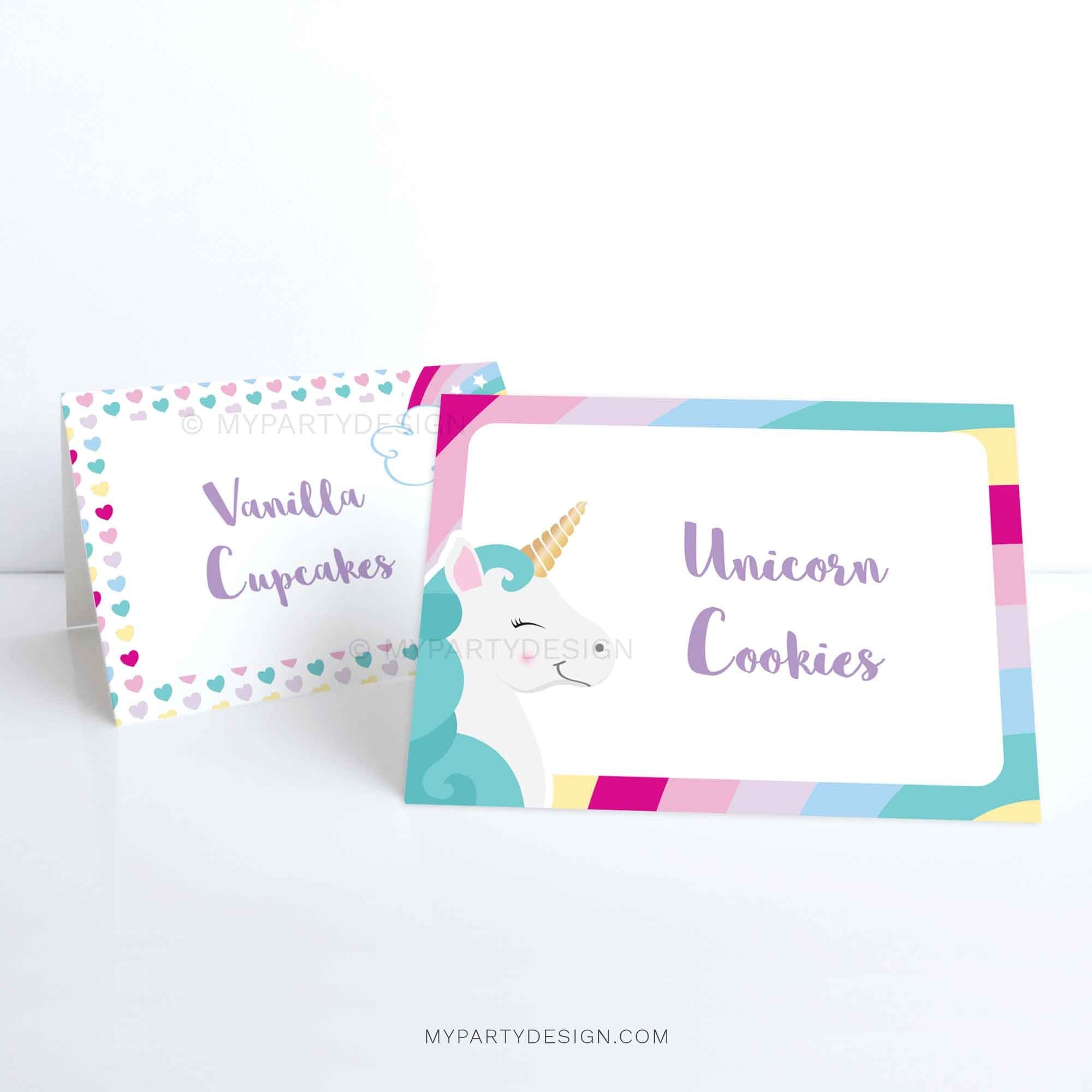 Unicorn Food Labels Unicorn Birthday Placecards Rainbow Tent Labels Party Decorations INSTANT DOWNLOAD Printable Editable PDF Etsy