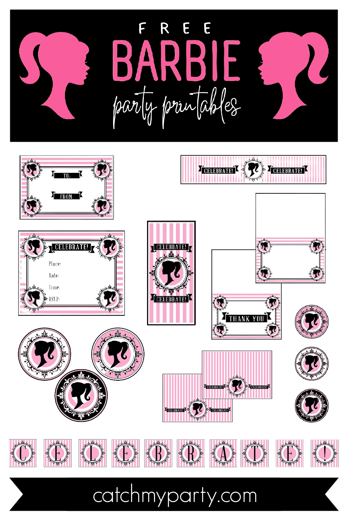 Vintage Barbie Party Printables FREE Download Catch My Party
