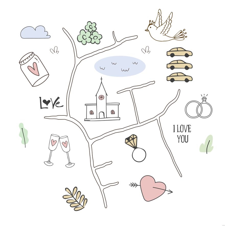 Wedding Map Illustration In Illustrator SVG JPG EPS PNG Download Template