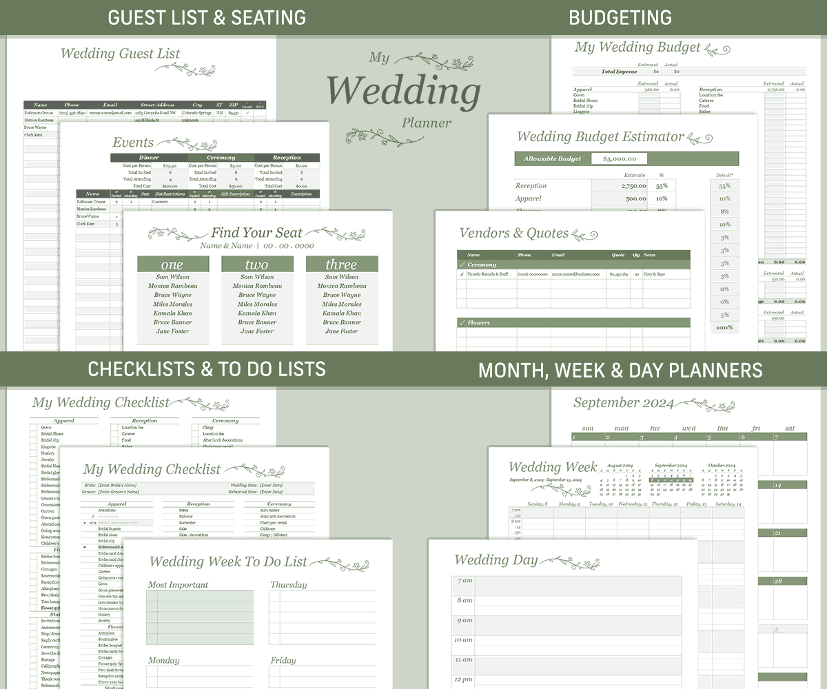 Free Printable Wedding Planning Templates