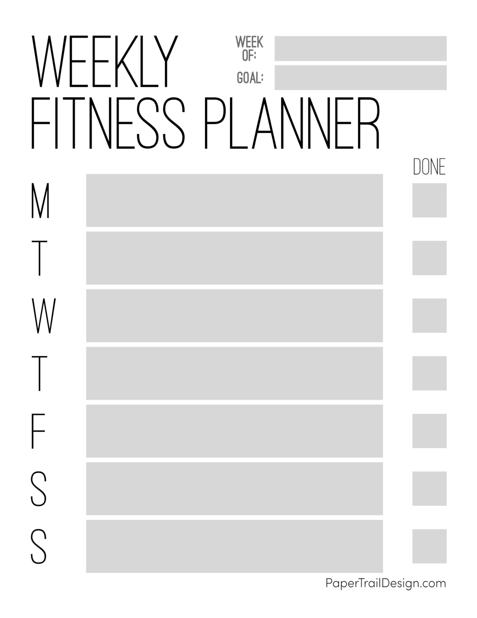 Free Printable Fitness Planner Pdf