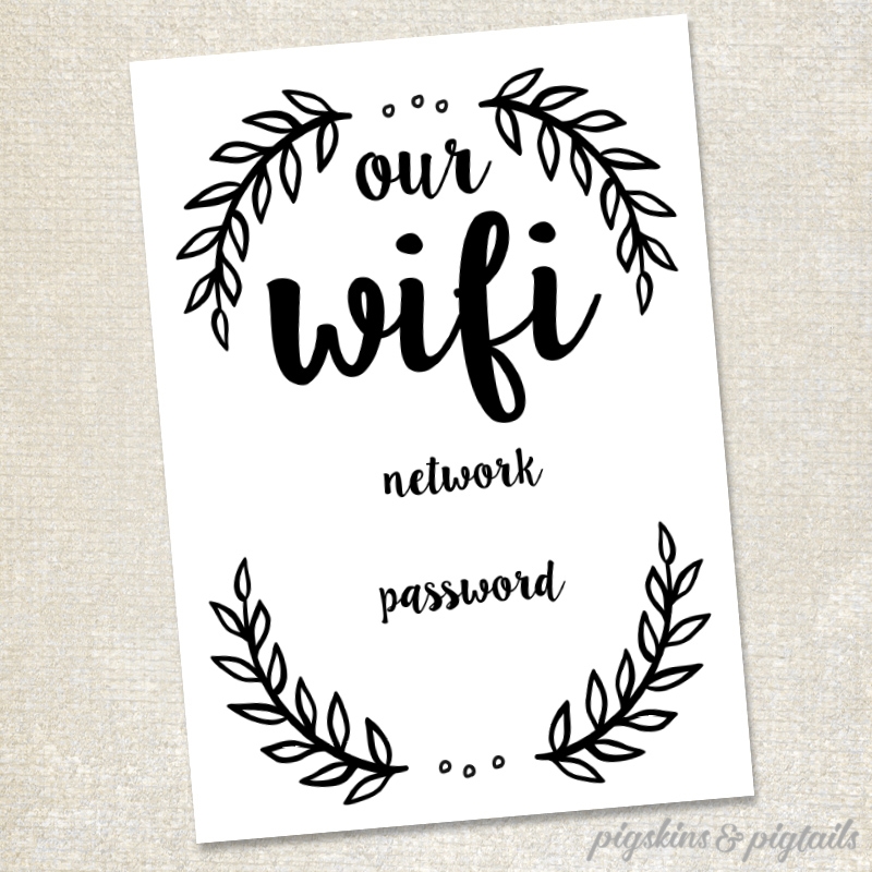 WiFi Password Printable Pigskins Pigtails