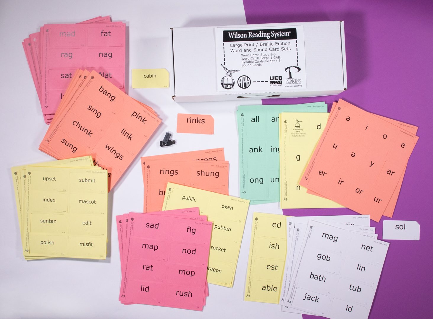 Wilson Reading System III Print Braille Card Set UEB American Printing House