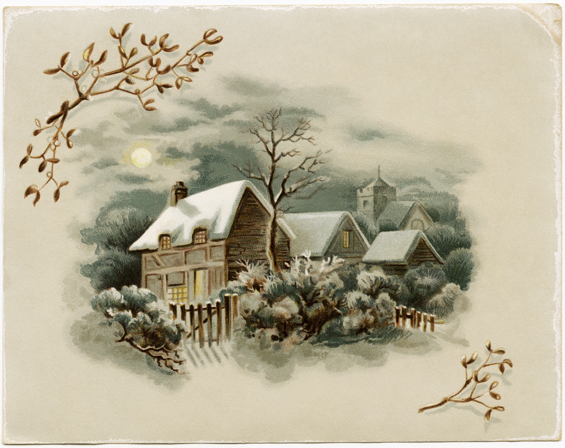 Winter Scene Victorian Card Free Download The Old Design Shop