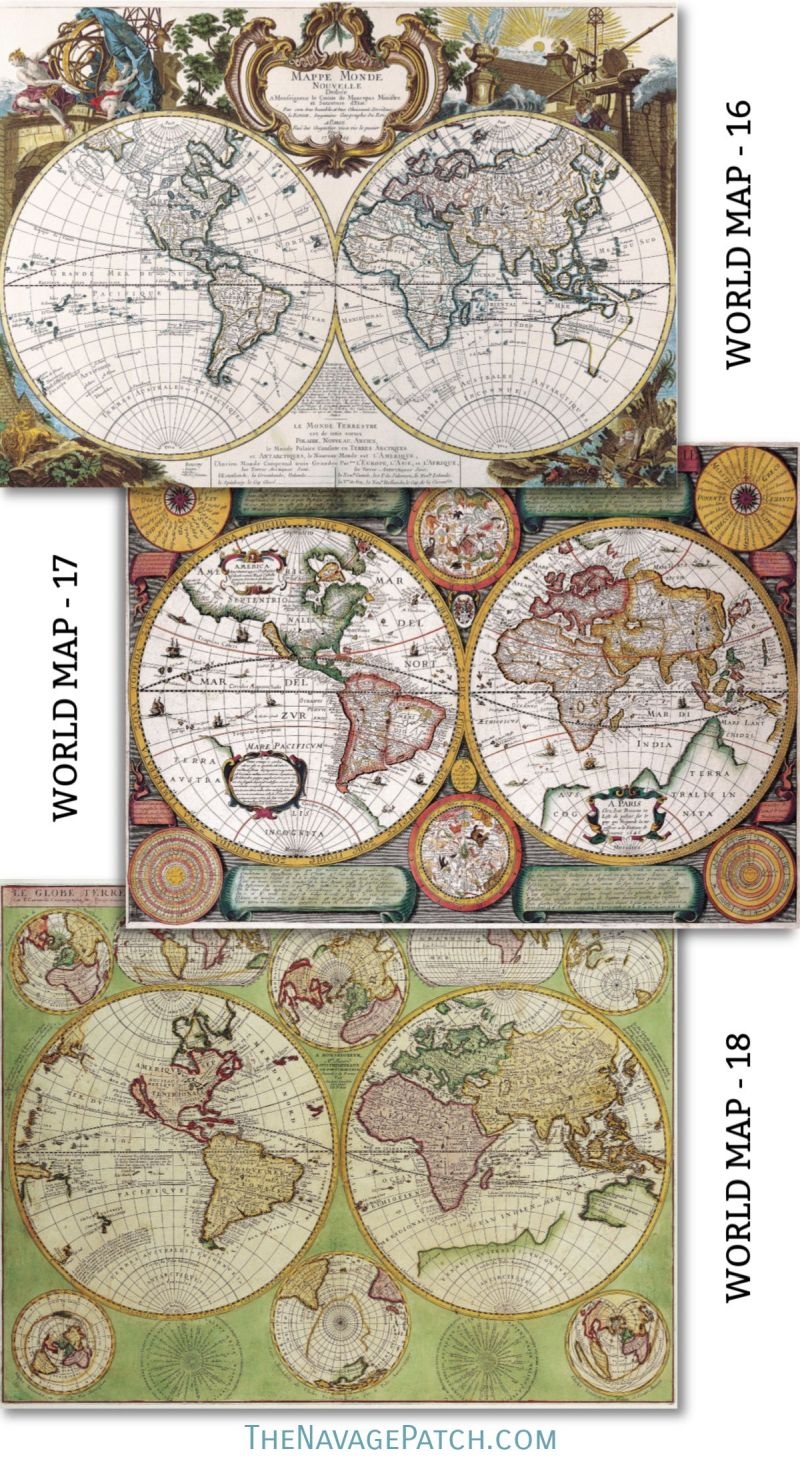 Free Printable Vintage World Maps