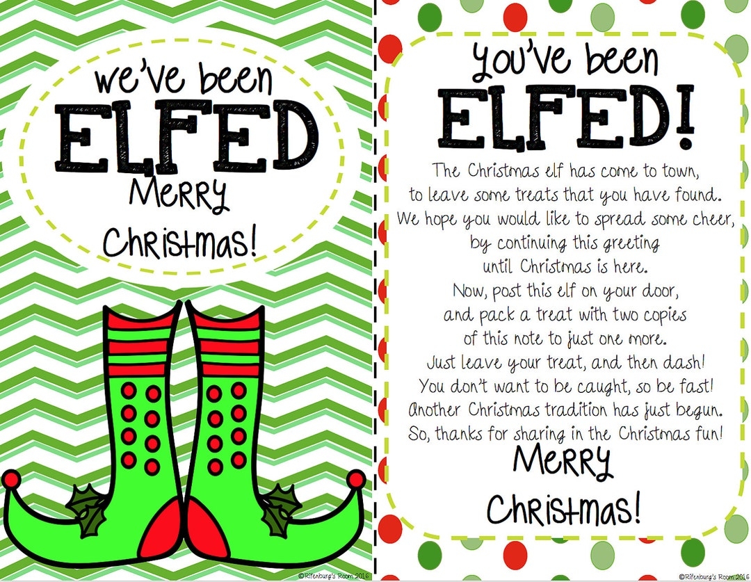 You ve Been Elfed Sign Elf Printable Elfed Sign Elfed Printable Holiday Printables Etsy