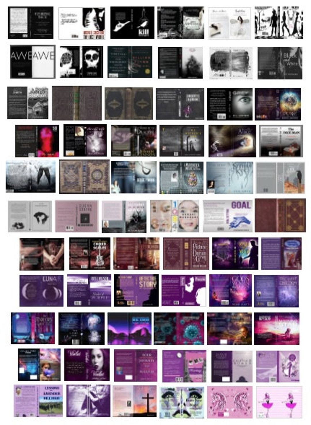 1 24 SCALE Black White Purple Printable Miniature Book Covers 65 Covers In PDF Etsy