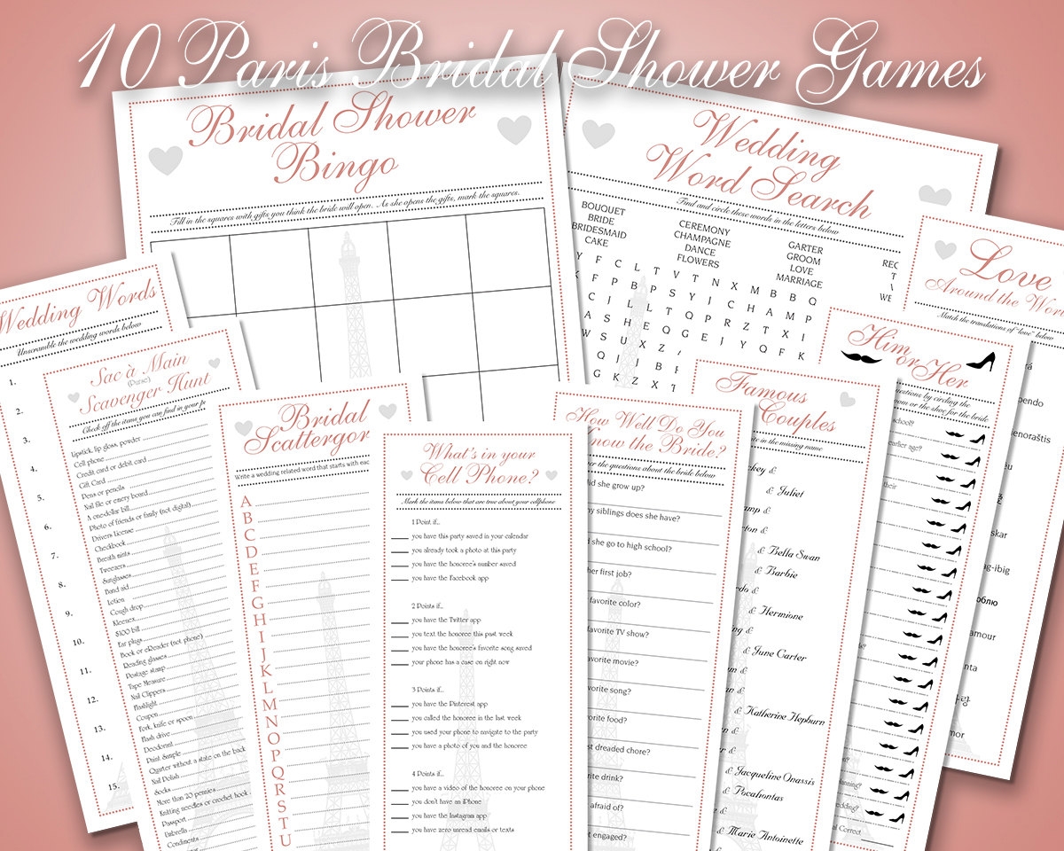 10 French Paris Bridal Shower Game Printables In Pink Paint And Pixel Studios