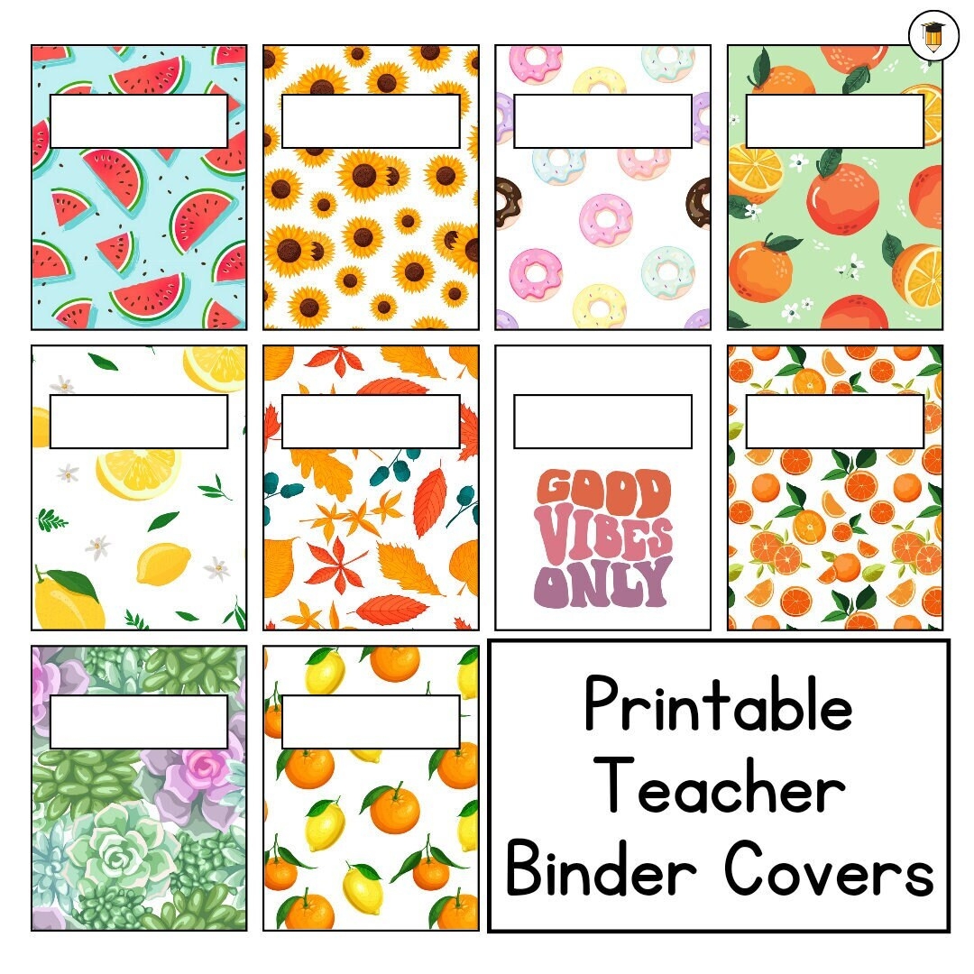 10 Teacher Binder Cover Binder Cover For Teachers Back To School Printables Student School Supplies Binder Cover Binder Spine Etsy