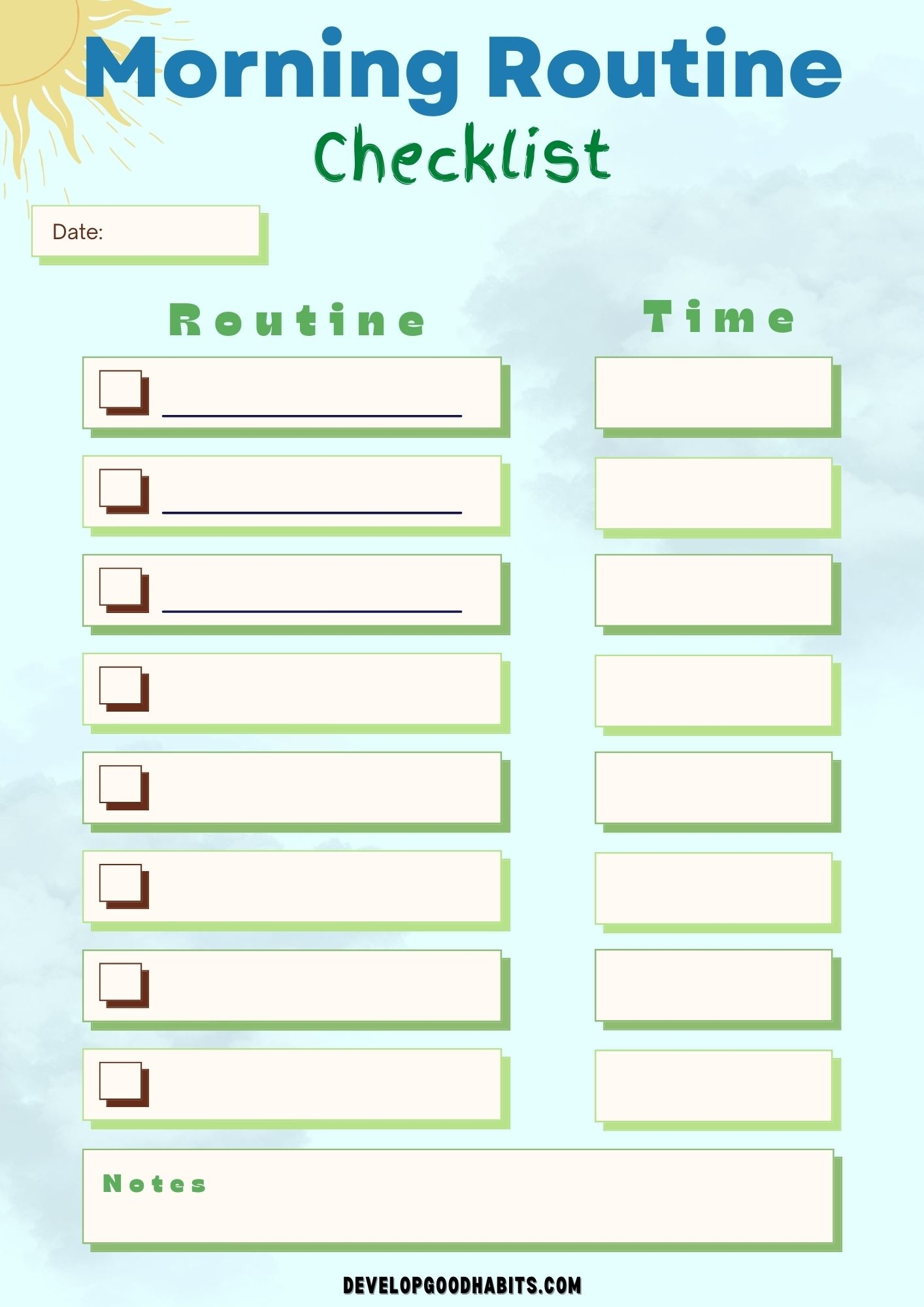 12 Printable Morning Routine Checklists For Adults Students