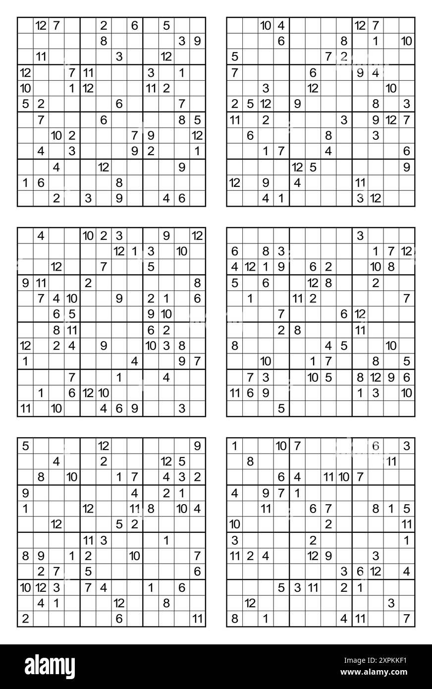 12X12 Sudoku Game Set Medium Difficult Stock Vector Image Art Alamy