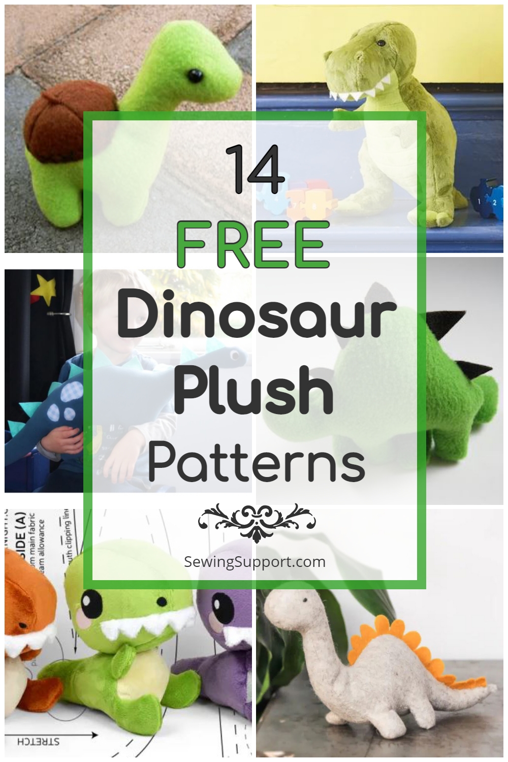 14 FREE Dinosaur Stuffed Animal Sewing Patterns